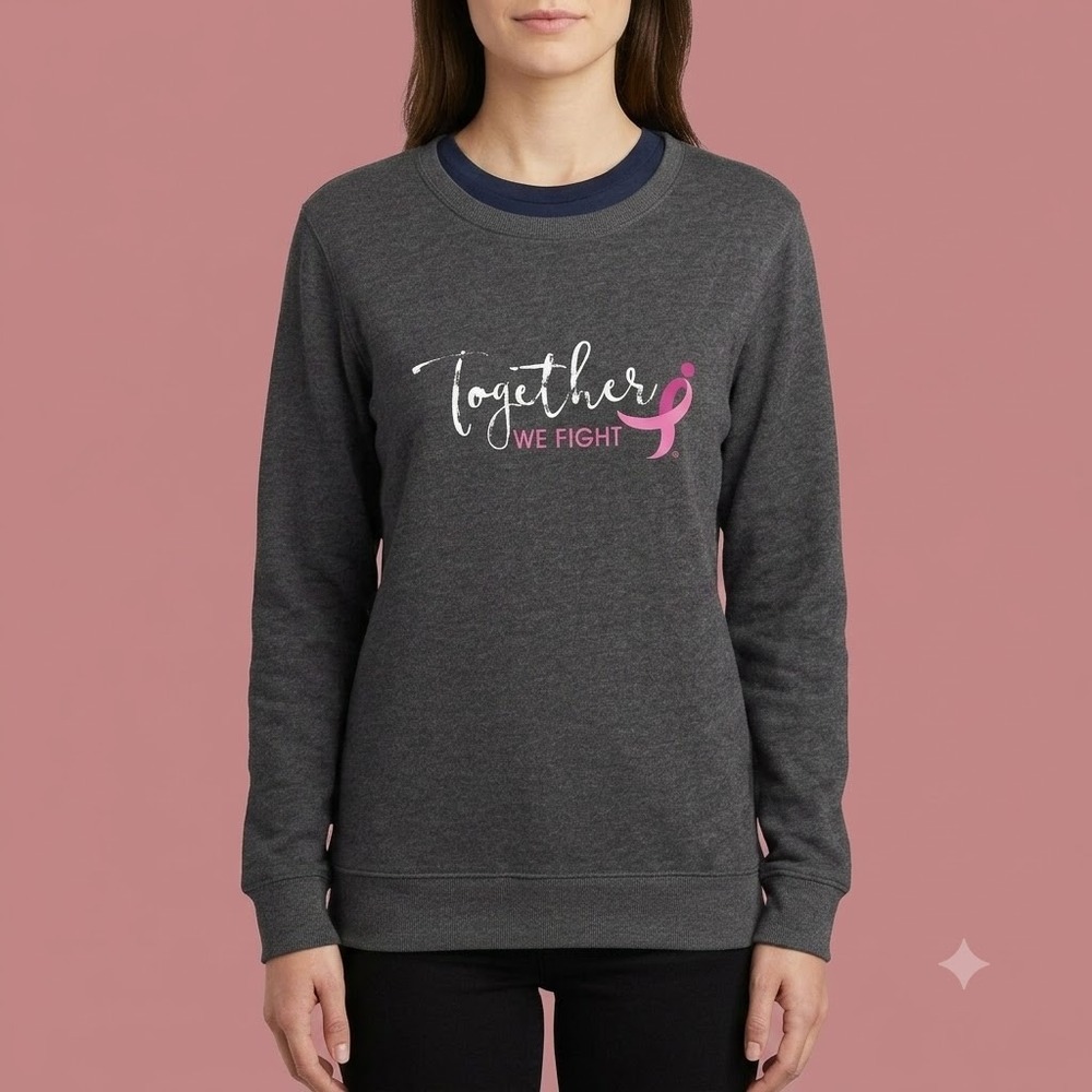 Susan G. Komen Sweatshirt Women's Small Gray Pink Ribbon Together We Fight